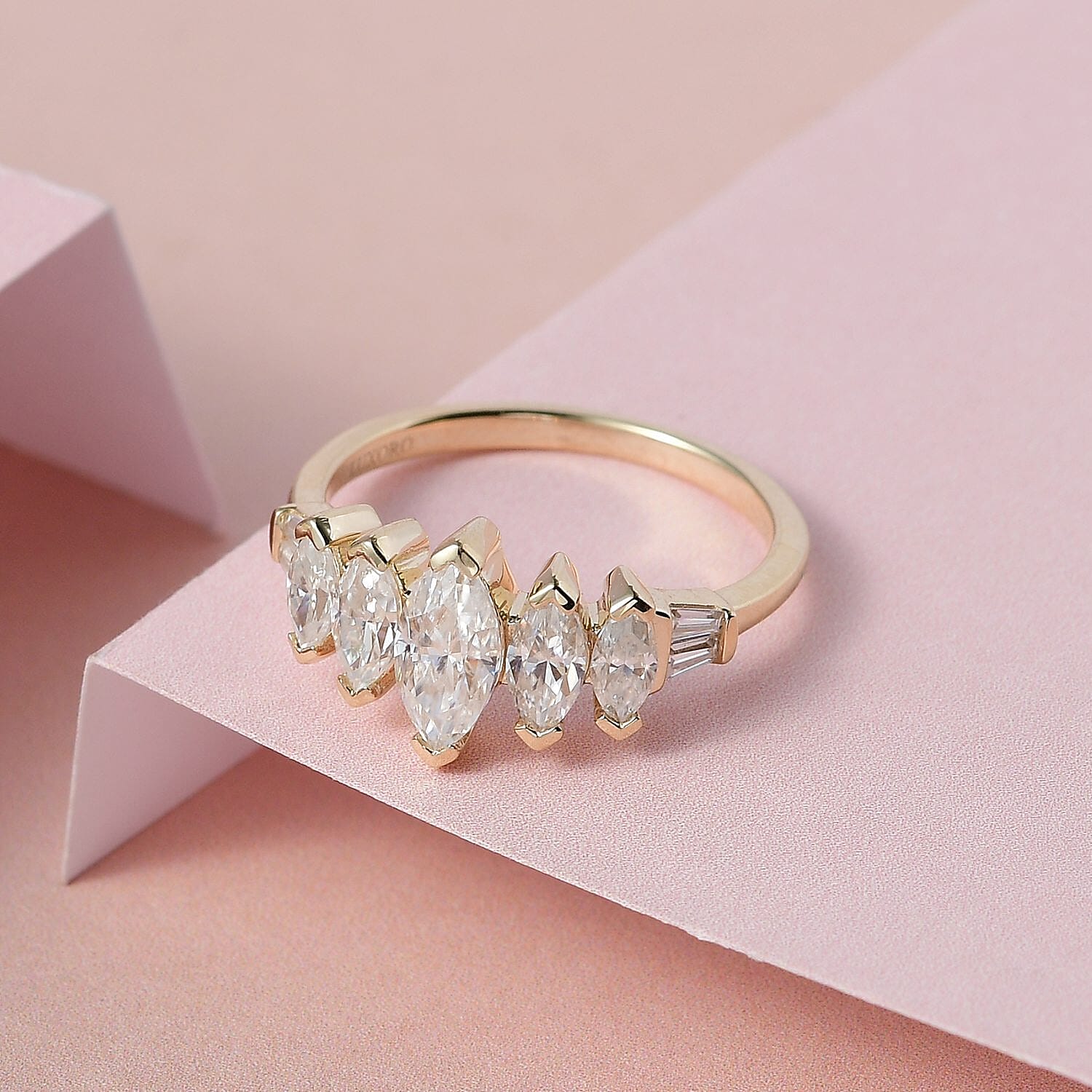Luxoro 10K Yellow Gold Moissanite Bridal Ring (Size 5.0) 1.40 ctw