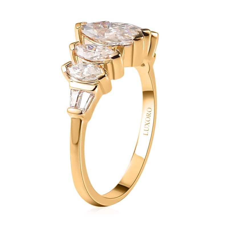 Luxoro 10K Yellow Gold Moissanite Bridal Ring (Size 5.0) 1.40 ctw