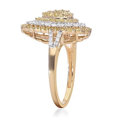 Luxoro 10K Yellow Gold I2-I3 Natural Yellow and White Diamond Ring (Size 5.0) 1.00 ctw