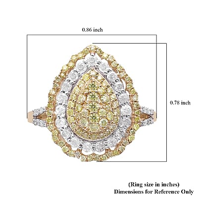 Luxoro 10K Yellow Gold I2-I3 Natural Yellow and White Diamond Ring (Size 5.0) 1.00 ctw