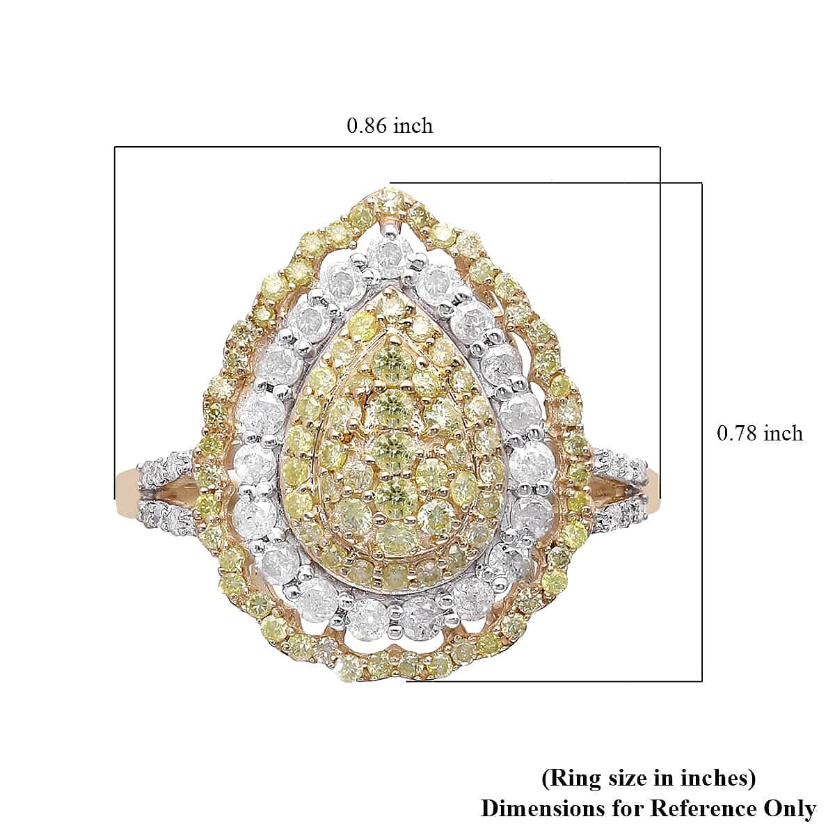 Luxoro 10K Yellow Gold I2-I3 Natural Yellow and White Diamond Ring (Size 5.0) 1.00 ctw