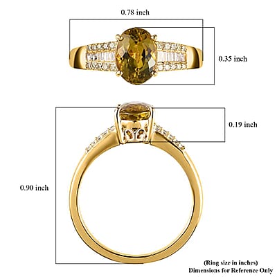 Luxoro 14K Yellow Gold AAA Natural Canary Tourmaline, Natural Yellow and White Diamond Ring (Size 5.0) 1.50 ctw