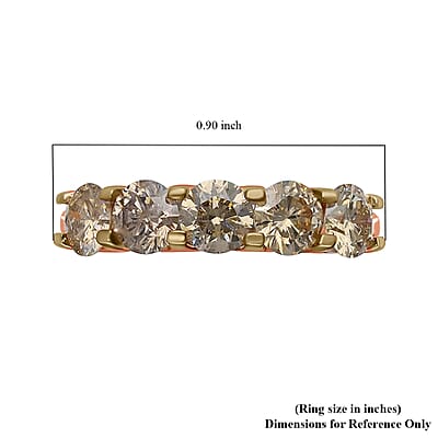 Luxoro Natural Champagne Diamond 5 Stone Ring, 10K Rose Gold Ring, Diamond Ring, Gold Ring For Her, Diamond Gifts 2.00 ctw