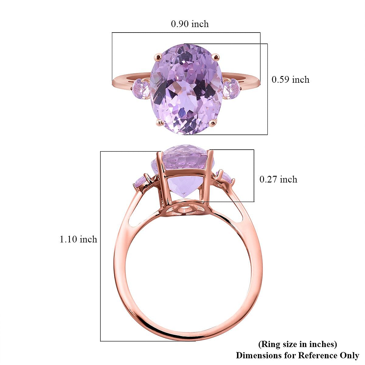Luxoro 10K Rose Gold Premium Martha Rocha Kunzite and Madagascar Pink Sapphire 3 Stone Ring (Size 5.0) 4.90 ctw