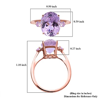 Luxoro 10K Rose Gold Premium Martha Rocha Kunzite and Madagascar Pink Sapphire 3 Stone Ring (Size 5.0) 4.90 ctw