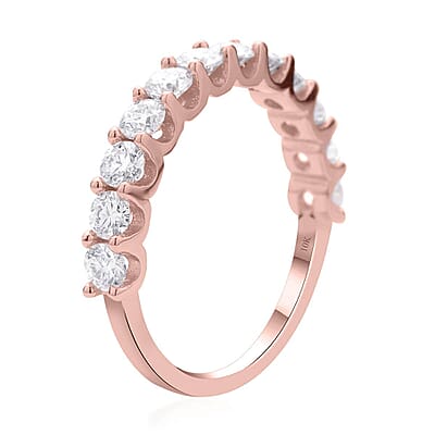 Luxoro 10K Rose Gold Moissanite Half Eternity Band Ring (Size 5.0) 1.20 ctw