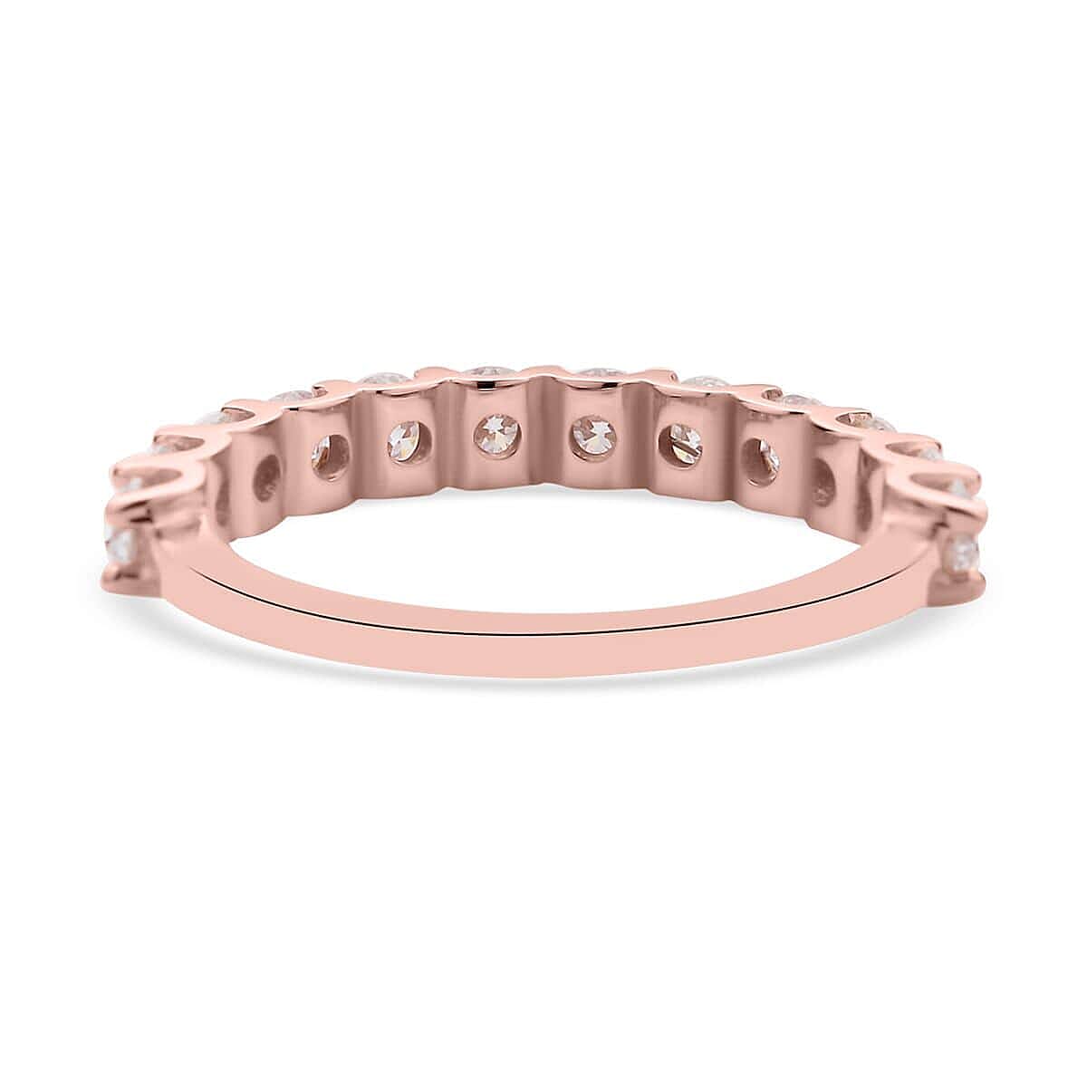 Luxoro 10K Rose Gold Moissanite Half Eternity Band Ring (Size 5.0) 1.20 ctw
