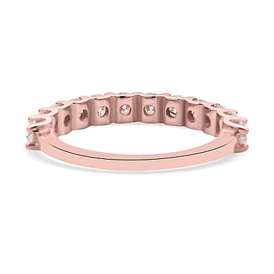 Luxoro 10K Rose Gold Moissanite Half Eternity Band Ring (Size 5.0) 1.20 ctw
