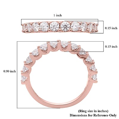 Luxoro 10K Rose Gold Moissanite Half Eternity Band Ring (Size 5.0) 1.20 ctw