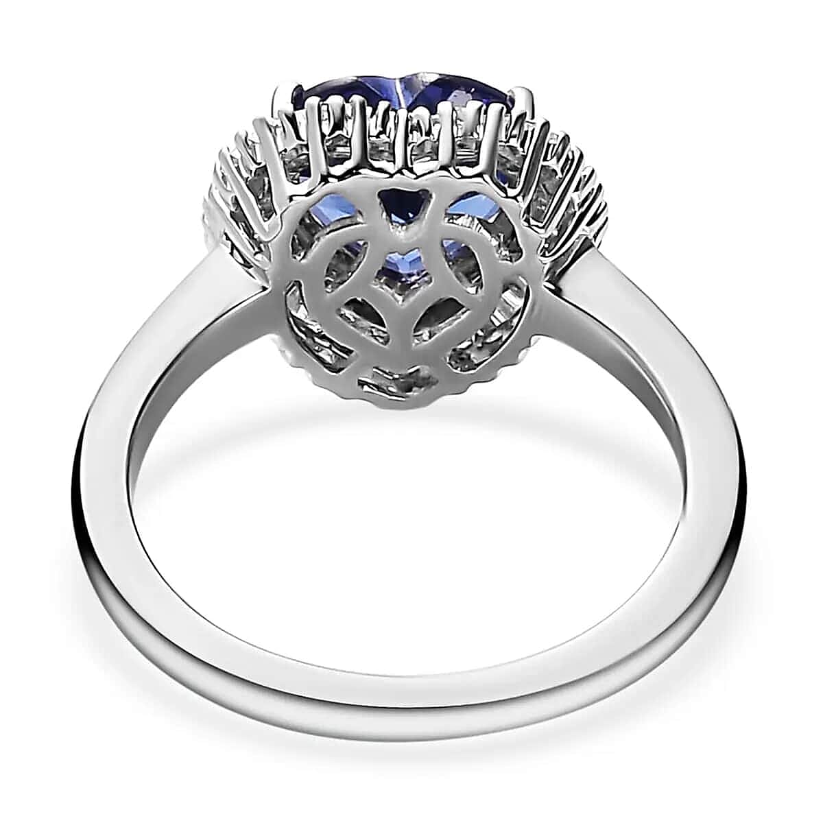 Rhapsody AAAA Tanzanite Heart Halo Ring, E-F VS2 Diamond Accent Ring,  950 Platinum Ring, Tanzanite Ring, Tanzanite Jewelry For Her  5.75 Grams 2.25 ctw image number 5