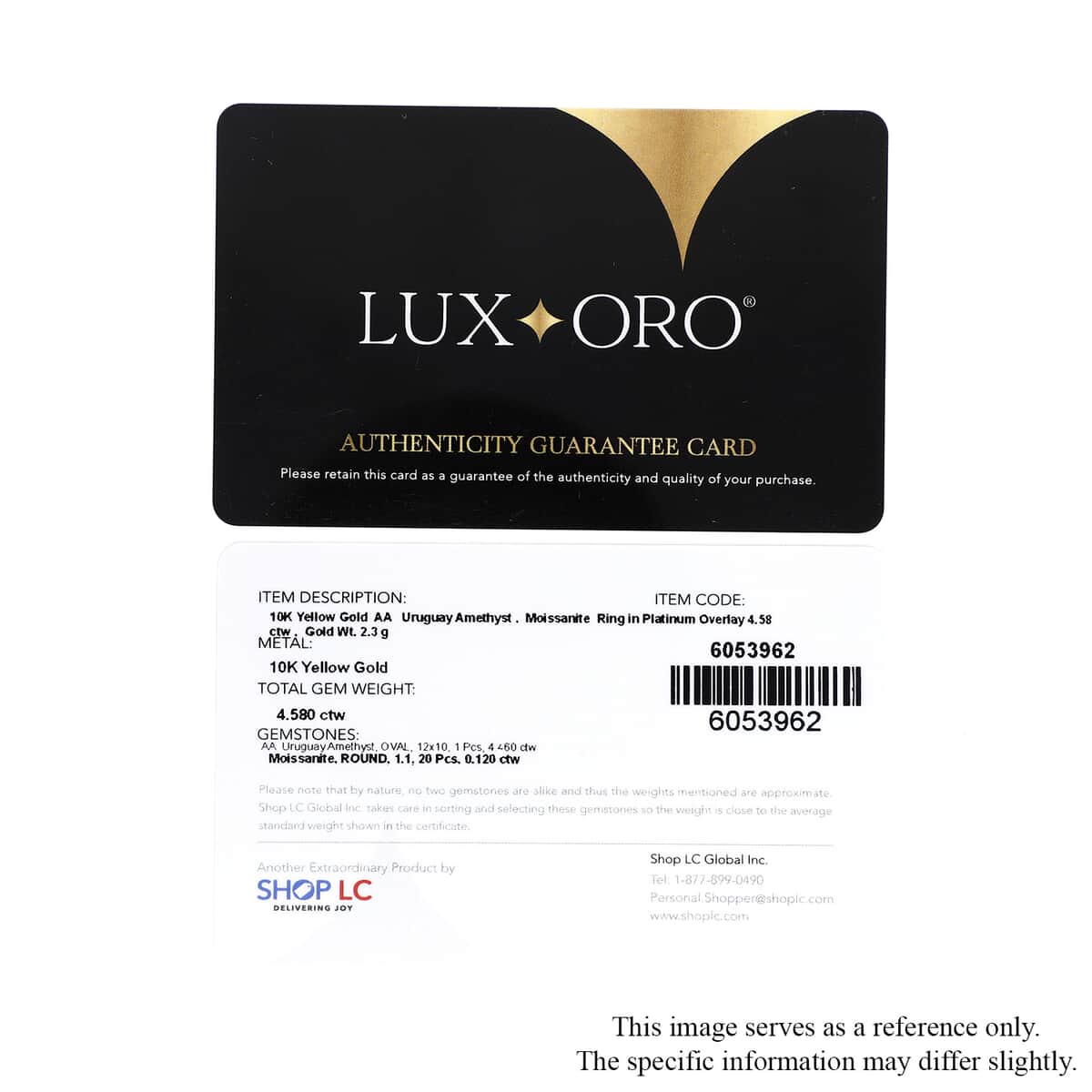 Luxoro 10K Yellow Gold Premium Uruguayan Amethyst and Moissanite Split Shank Ring (Size 5.5) 4.60 ctw image number 6