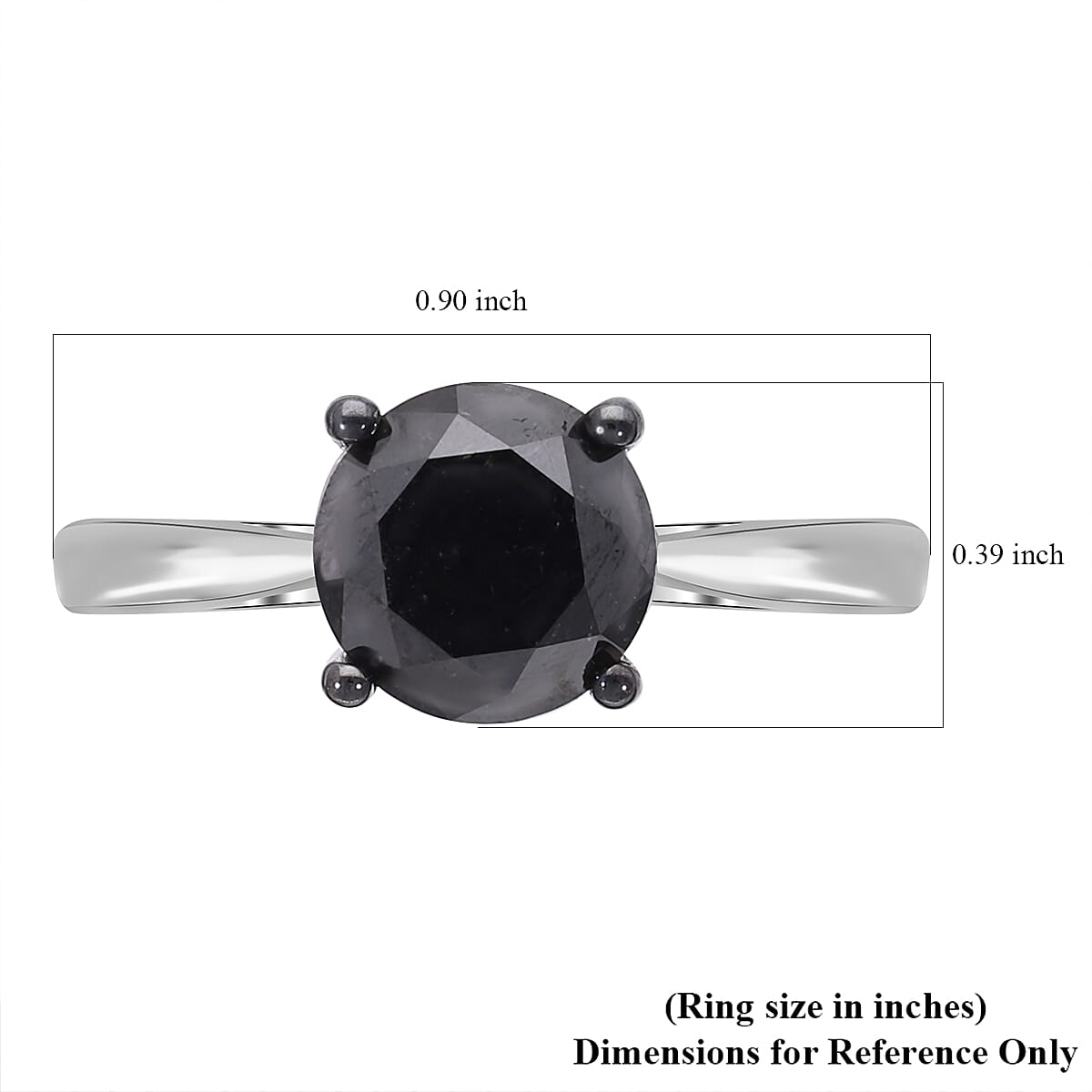 Luxoro 10K White Gold Premium Black Diamond Solitaire Ring (Size 5.0) 3.00 ctw