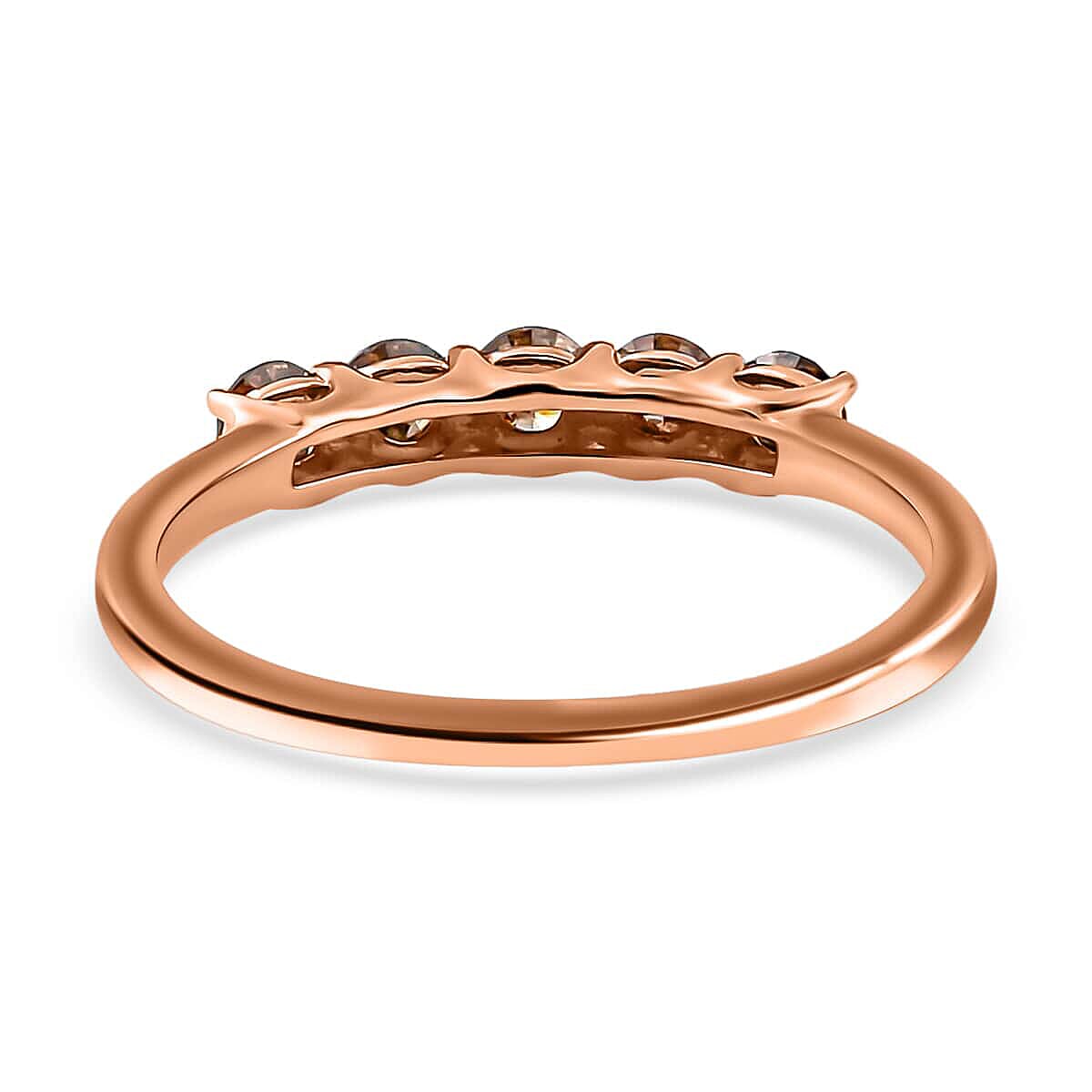 Luxoro  I3 Natural Champagne Diamond Ring, 10K Rose Gold Ring, Diamond 5 Stone Ring, Diamond Jewelry For Her, Gold Gifts 0.50 ctw