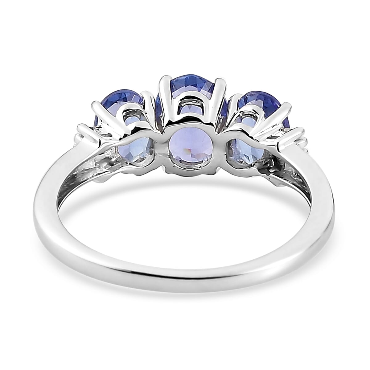 Luxoro 14K White Gold AAA Tanzanite and G-H I3 Diamond 3 Stone Ring (Size 5.0) 1.90 ctw