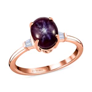 Luxoro 10K Rose Gold Indian Star Ruby and Diamond Ring (Size 5.0) 2.20 Grams 3.35 ctw