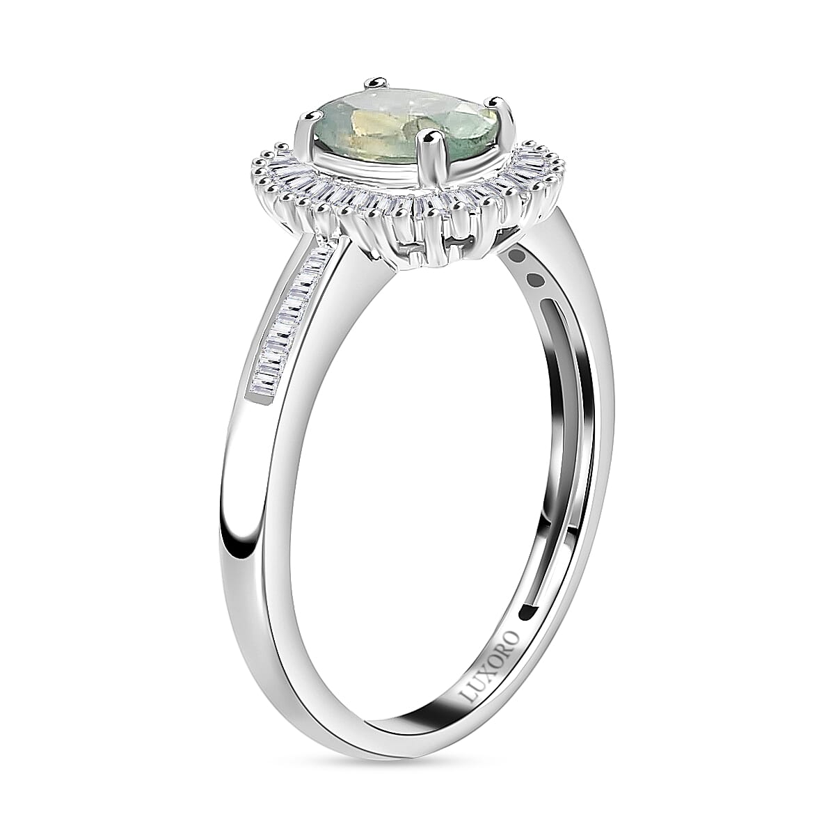 Luxoro 14K White Gold AAA Narsipatnam Alexandrite, Diamond (G-H, I3) Halo Ring (Size 7.0) 1.00 ctw