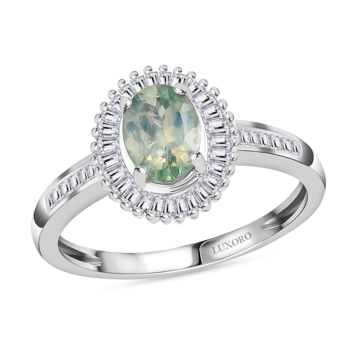 Luxoro 14K White Gold AAA Narsipatnam Alexandrite, Diamond (G-H, I3) Halo Ring (Size 8.0) 1.00 ctw image number 0