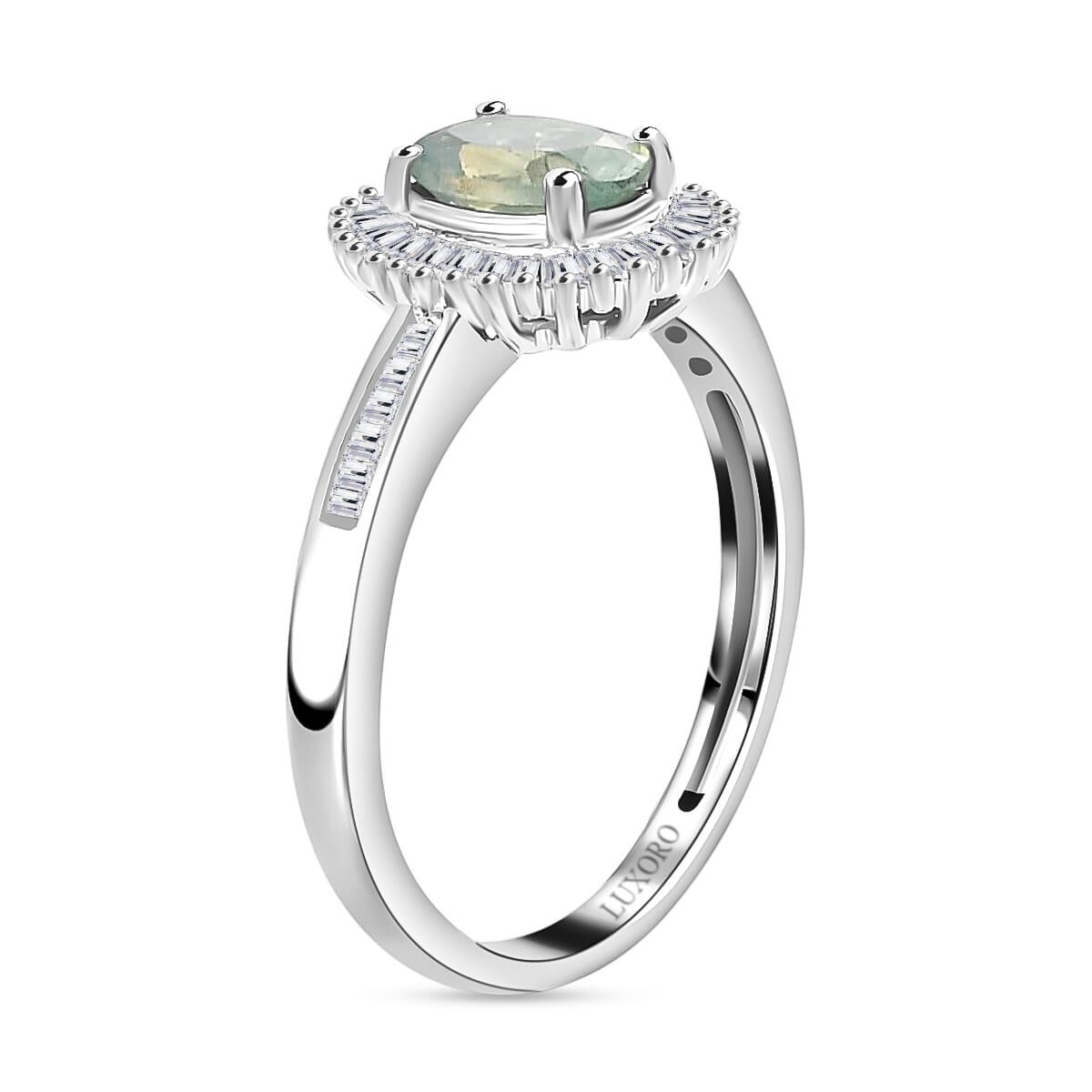 Luxoro 14K White Gold AAA Narsipatnam Alexandrite, Diamond (G-H, I3) Halo Ring (Size 8.0) 1.00 ctw image number 3