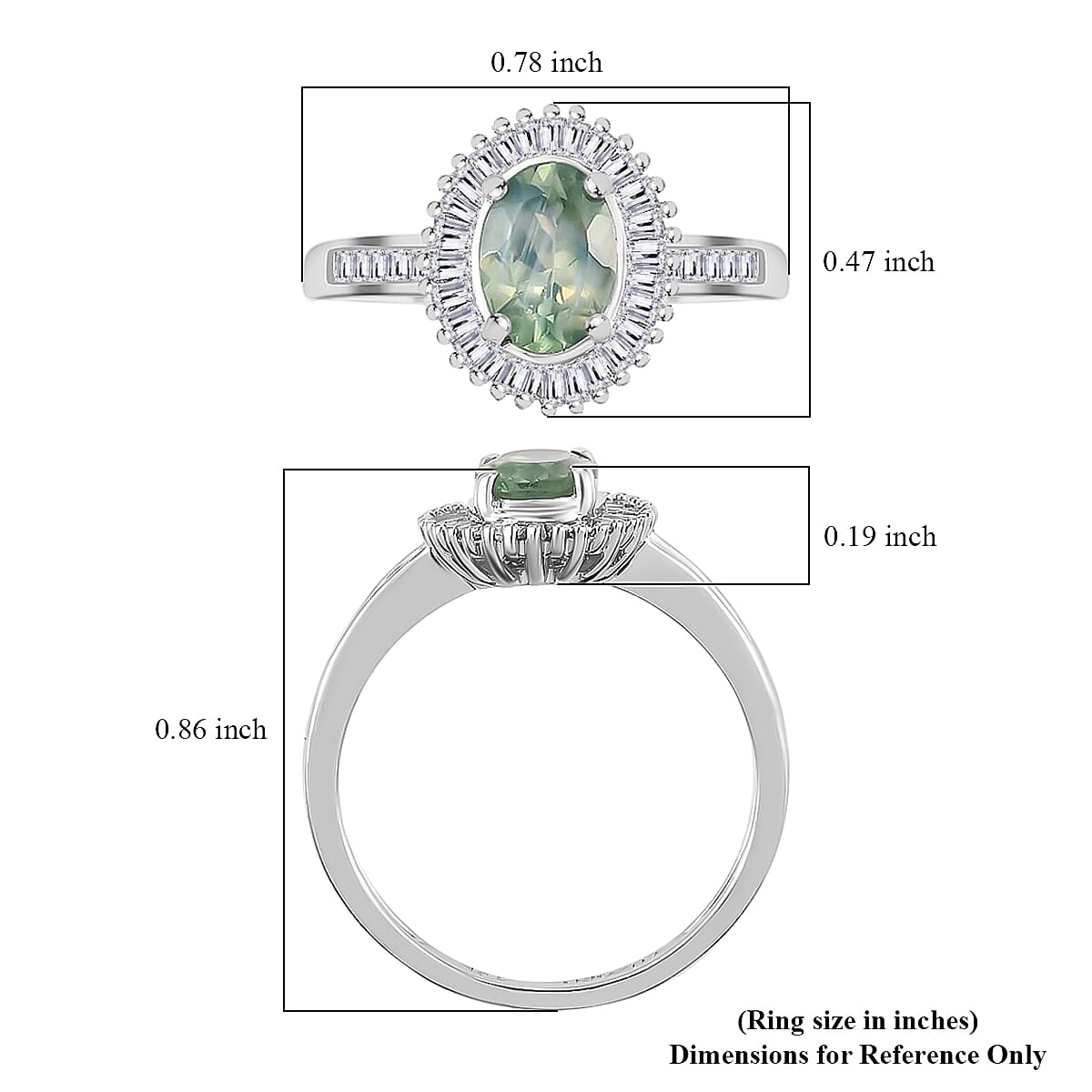 Luxoro 14K White Gold AAA Narsipatnam Alexandrite, Diamond (G-H, I3) Halo Ring (Size 8.0) 1.00 ctw