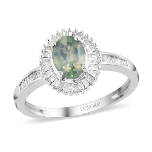 Luxoro 14K White Gold AAA Narsipatnam Alexandrite, Diamond (G-H, I3) Halo Ring (Size 9.0) 1.00 ctw