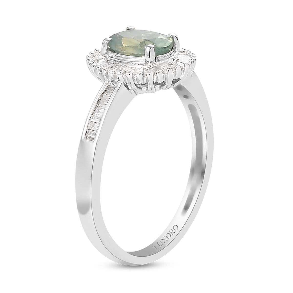Luxoro 14K White Gold AAA Narsipatnam Alexandrite, Diamond (G-H, I3) Halo Ring (Size 9.0) 1.00 ctw