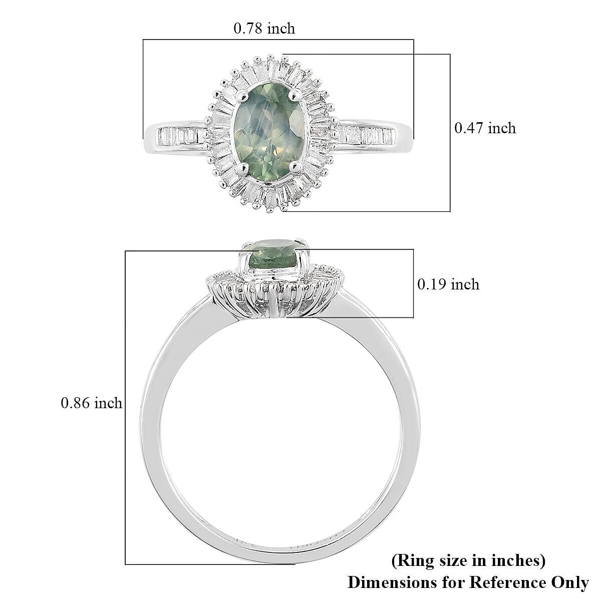 Luxoro 14K White Gold AAA Narsipatnam Alexandrite, Diamond (G-H, I3) Halo Ring (Size 9.0) 1.00 ctw