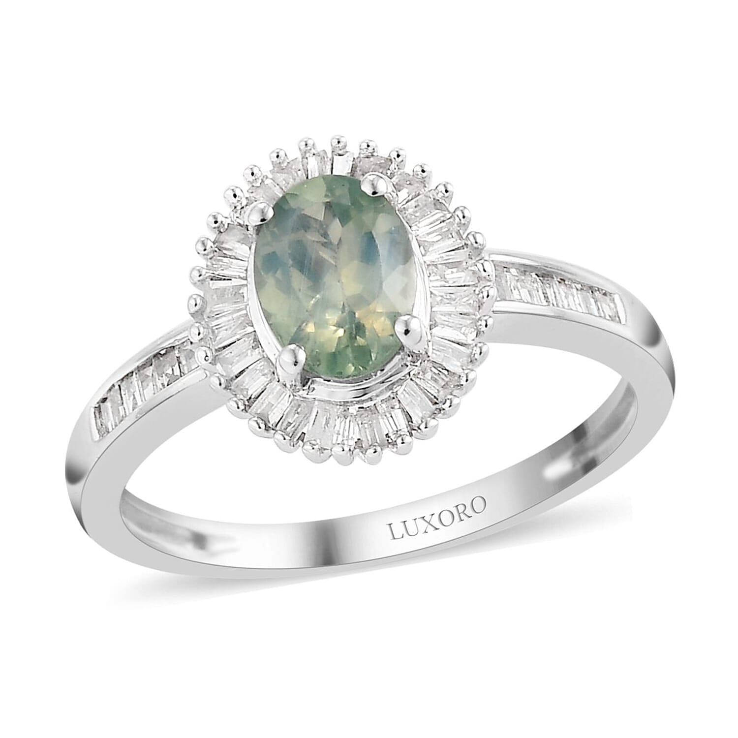 Luxoro AAA Narsipatnam Alexandrite and G-H I3 Diamond 1.00 ctw Halo Ring in 14K White Gold (Size 11.5)