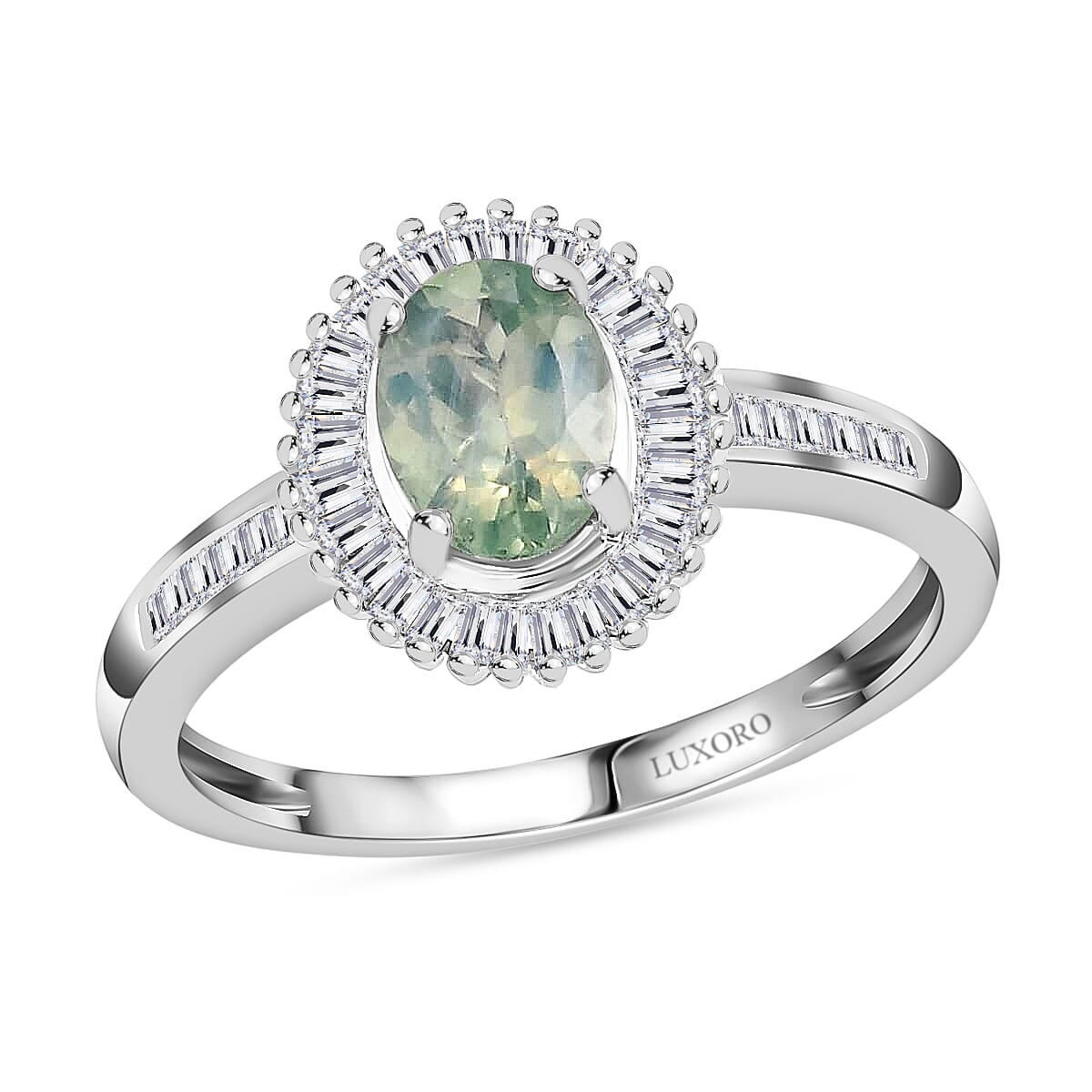 Luxoro AAA Narsipatnam Alexandrite and G-H I3 Diamond 1.00 ctw Halo Ring in 14K White Gold (Size 8.5) image number 0