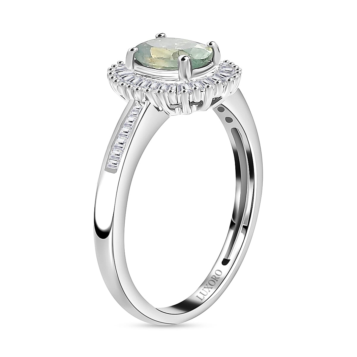 Luxoro AAA Narsipatnam Alexandrite and G-H I3 Diamond 1.00 ctw Halo Ring in 14K White Gold (Size 8.5) image number 3