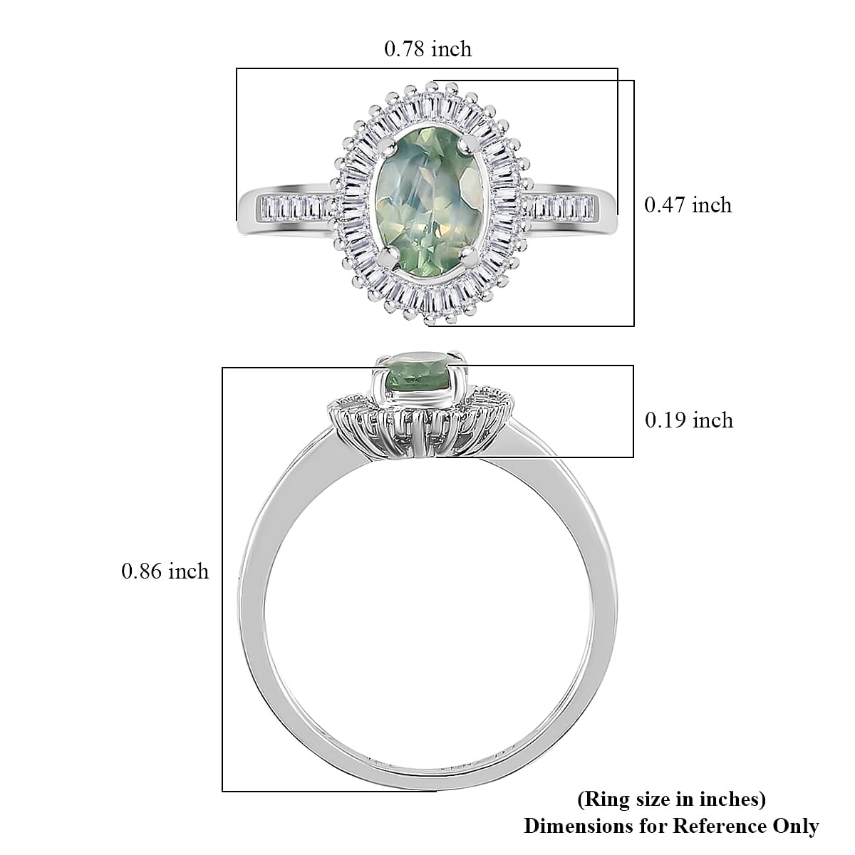 Luxoro AAA Narsipatnam Alexandrite and G-H I3 Diamond 1.00 ctw Halo Ring in 14K White Gold (Size 8.5) image number 5