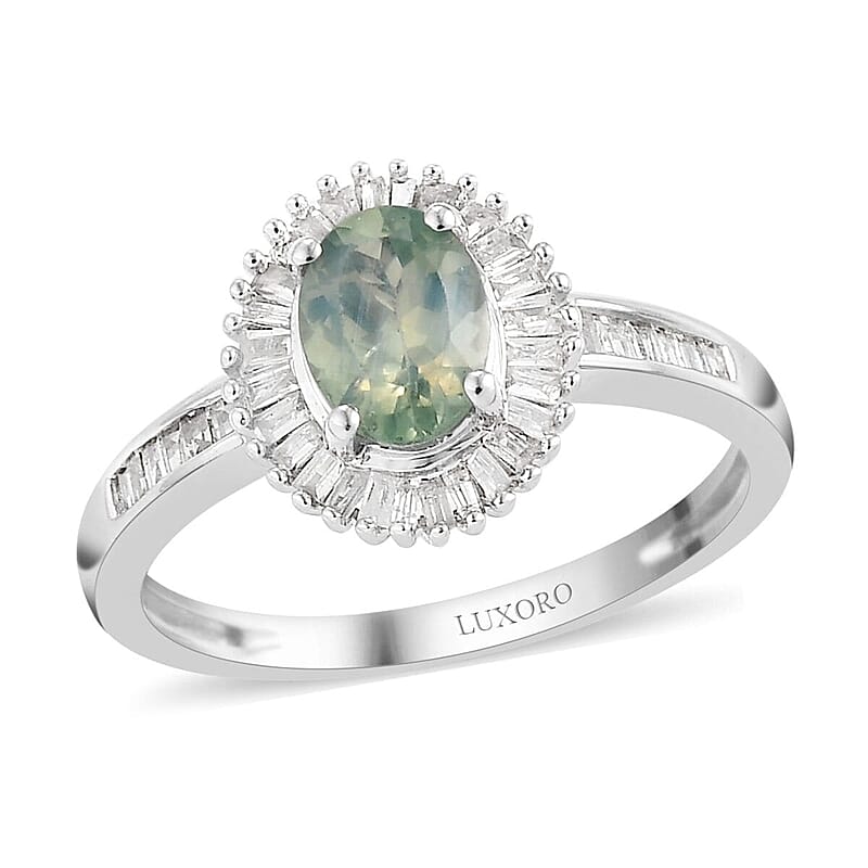 Luxoro 14K White Gold AAA Narsipatnam Alexandrite, Diamond (I3-G-H)(0.33 cts) Halo Ring (Size 9.0) 1.25 ctw