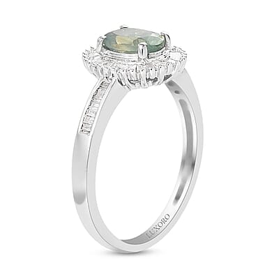 Luxoro 14K White Gold AAA Narsipatnam Alexandrite, Diamond (I3-G-H)(0.33 cts) Halo Ring (Size 9.0) 1.25 ctw