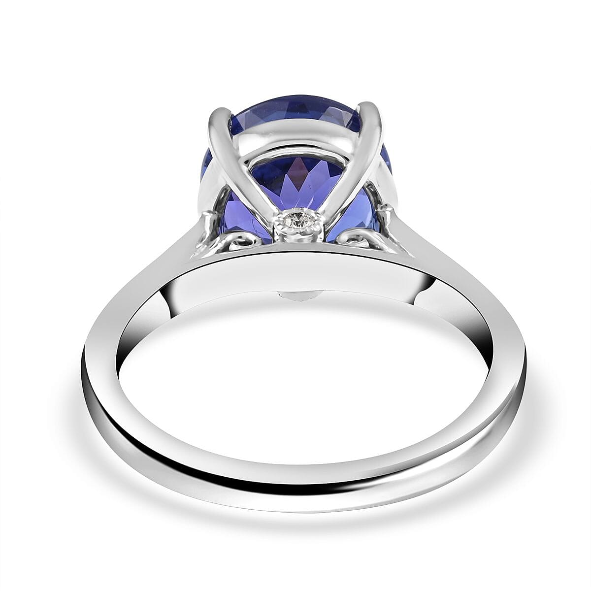 Certified RHAPSODY 950 Platinum AAAA Tanzanite, Diamond (E-F, VS) Accent Solitaire Ring (Size 11.5) (7.92 g) 5.00 ctw image number 4