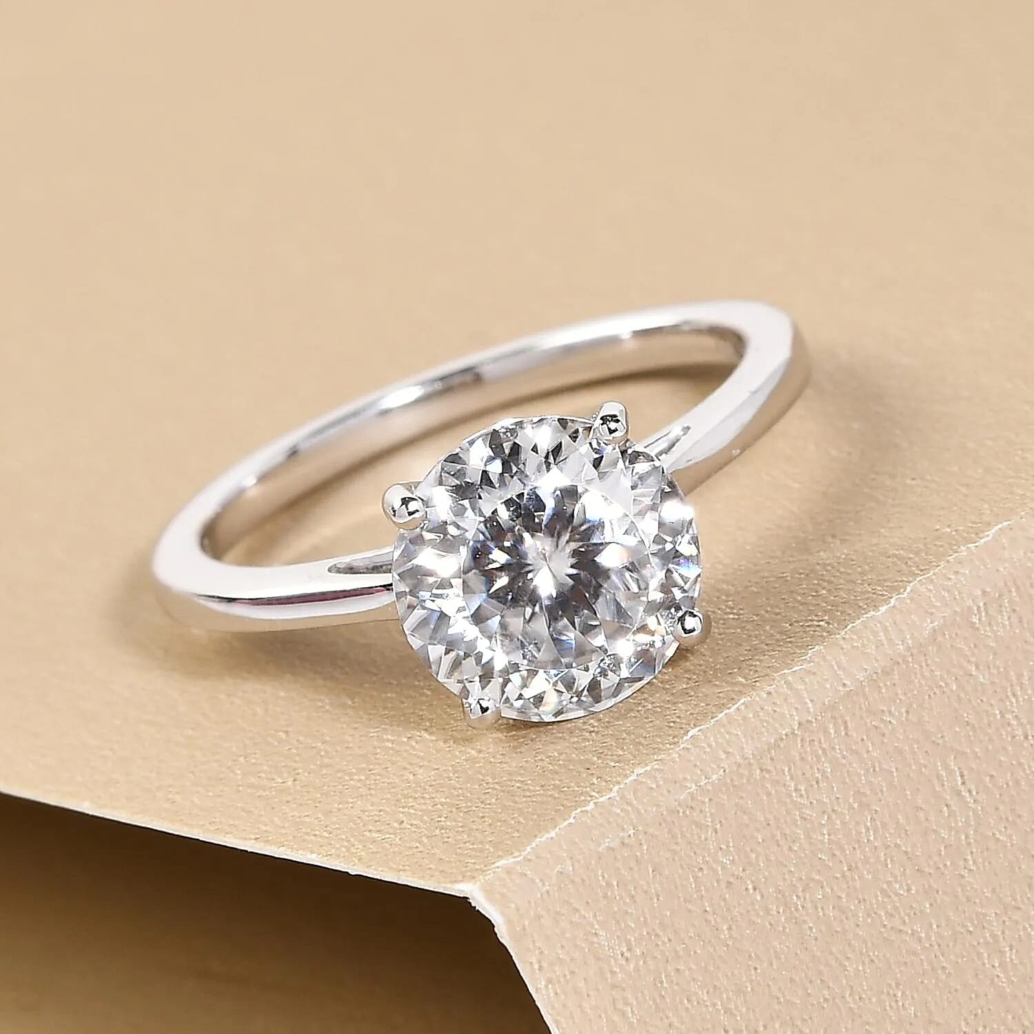10K White Gold 120 Facet Moissanite 1.85 ctw Solitaire Ring, Promise Ring For Women (Size 5.5)