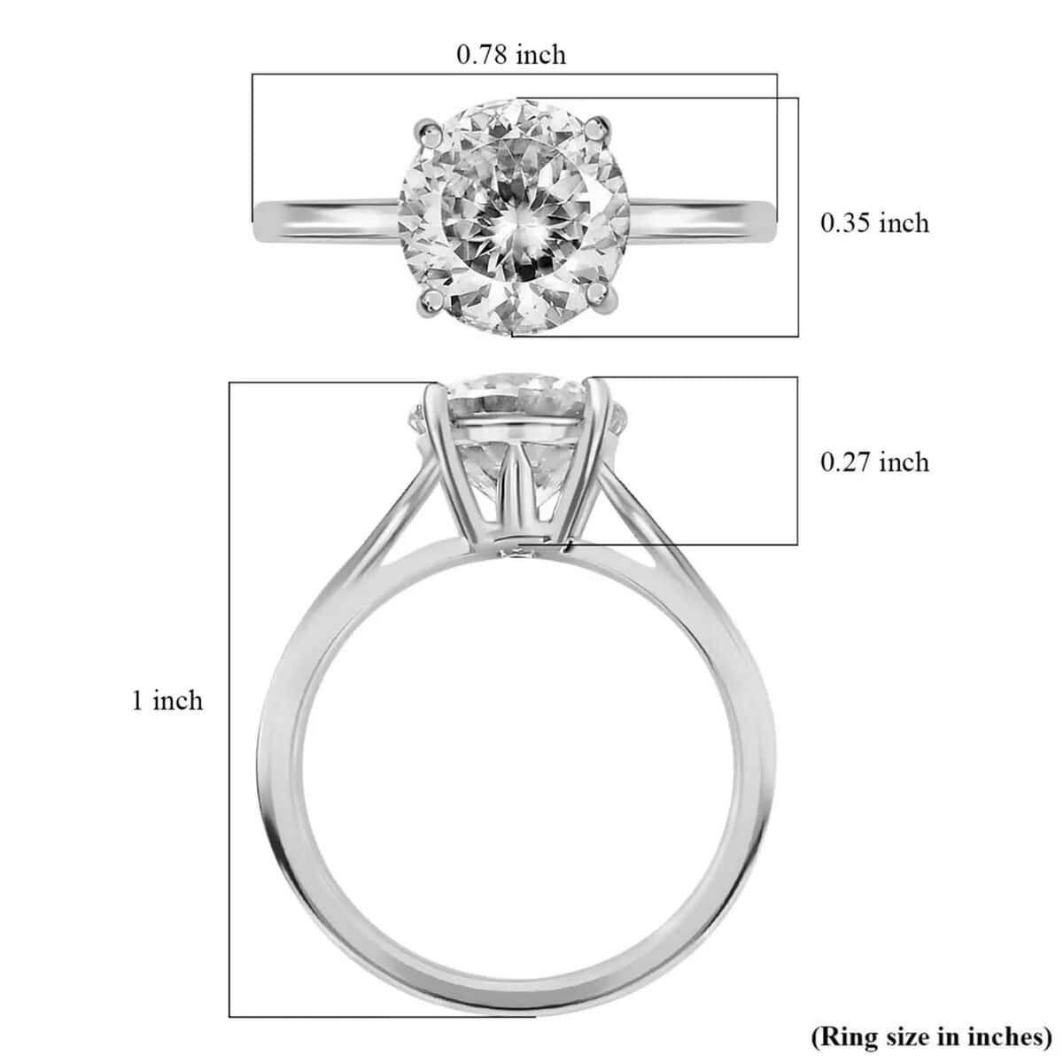 LUXORO 10K White Gold 120 Facet Moissanite Solitaire Ring, Promise Ring For Women 1.85 ctw image number 6