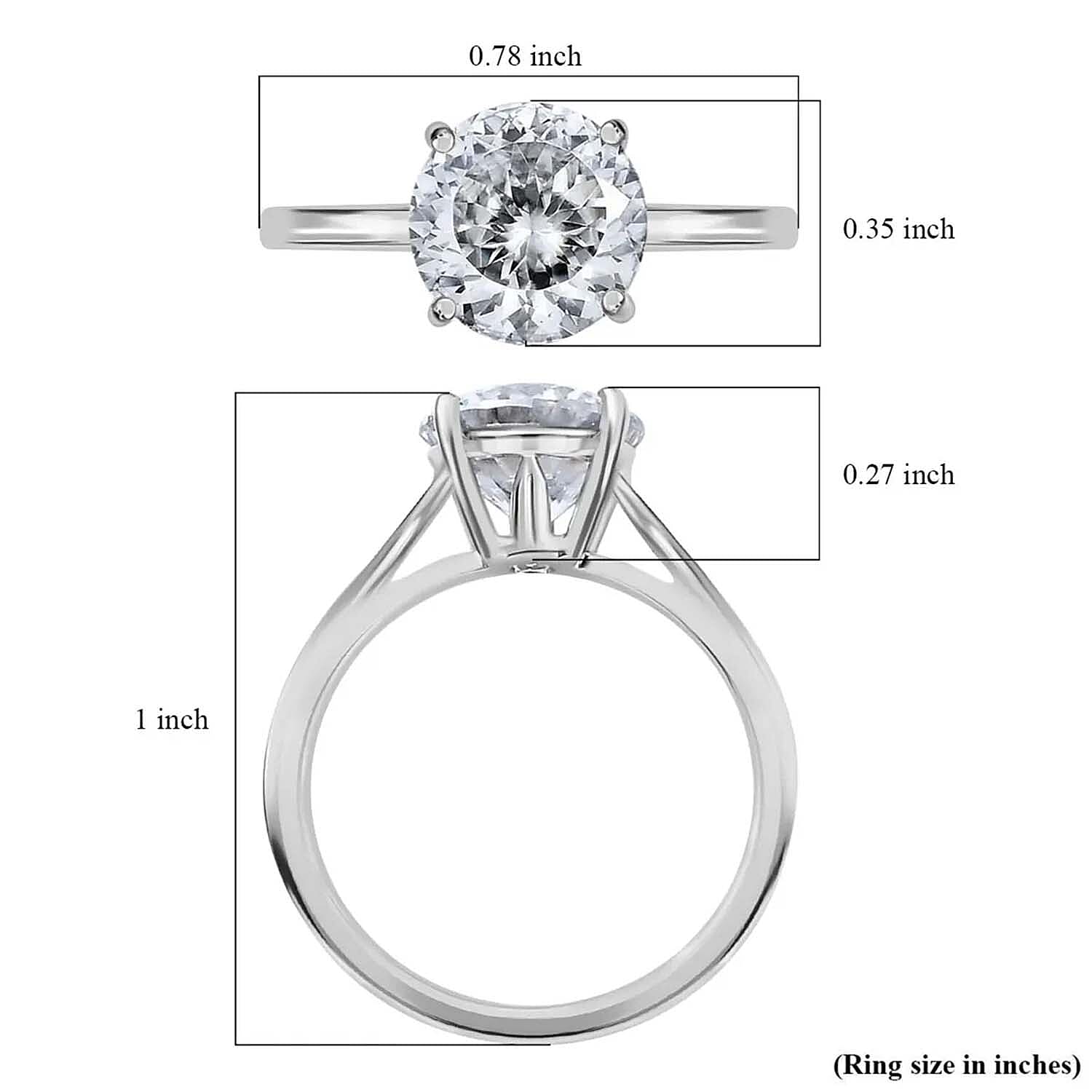 LUXORO 10K White Gold 120 Facet Moissanite Solitaire Ring, Promise Ring For Women 1.85 ctw
