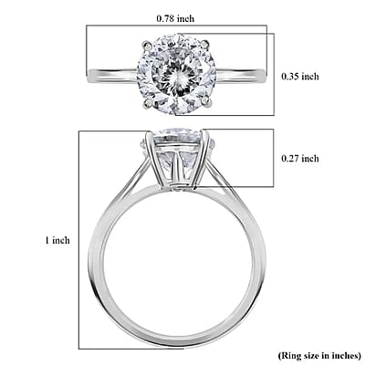LUXORO 10K White Gold 120 Facet Moissanite Solitaire Ring, Promise Ring For Women 1.85 ctw