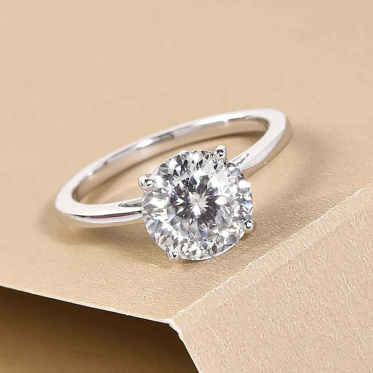 Luxoro 120 Facet Moissanite 1.85 ctw Solitaire Ring in 10K White Gold (Size 11.5) image number 1