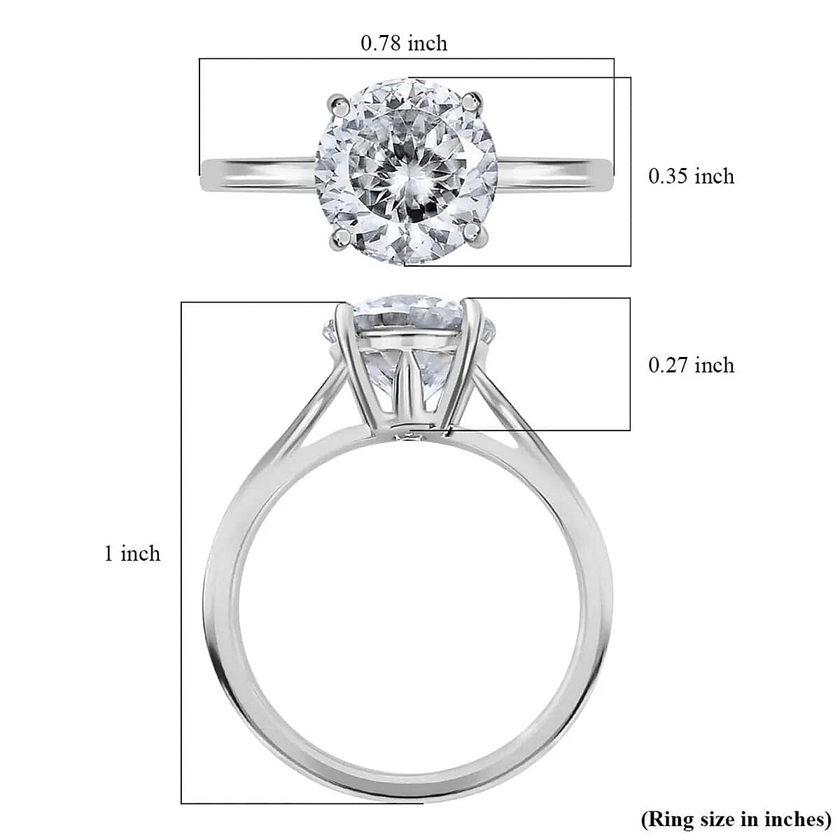 Luxoro 120 Facet Moissanite 1.85 ctw Solitaire Ring in 10K White Gold (Size 11.5) image number 6