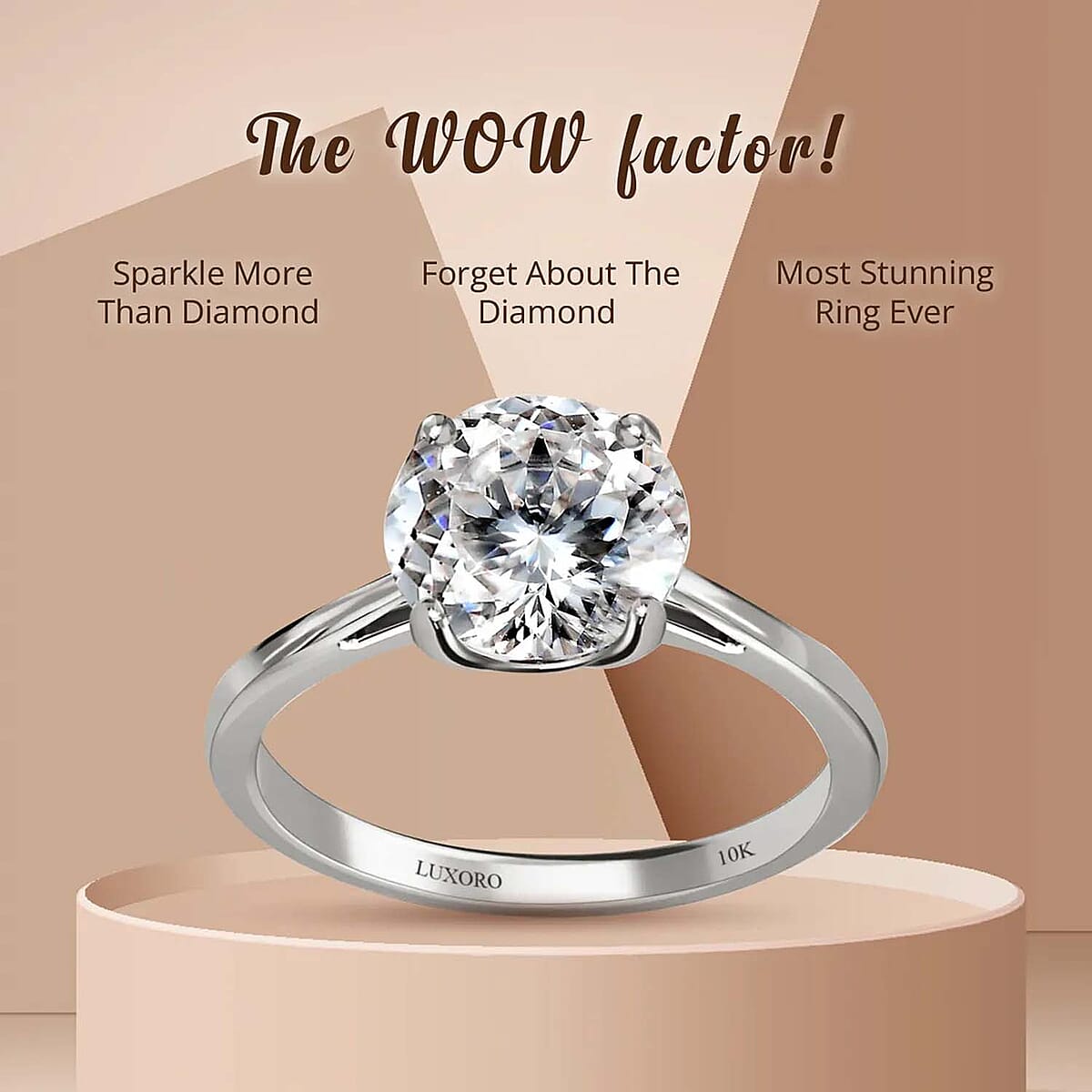Luxoro 120 Facet Moissanite 1.85 ctw Solitaire Ring in 10K White Gold (Size 12.0) image number 4