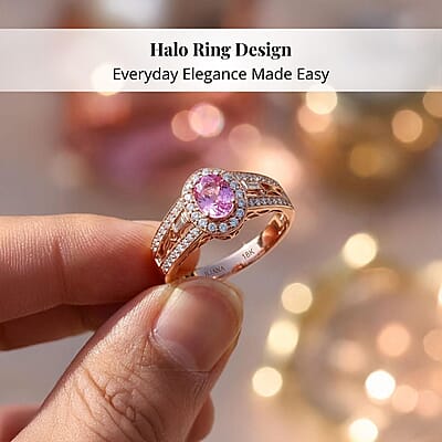 Certified & Appraised Iliana 18K Rose Gold AAA Madagascar Pink Sapphire, Diamond (G-H, SI) (0.37 cts) Halo Ring (Size 11.0) (5.50 g) 1.40 ctw
