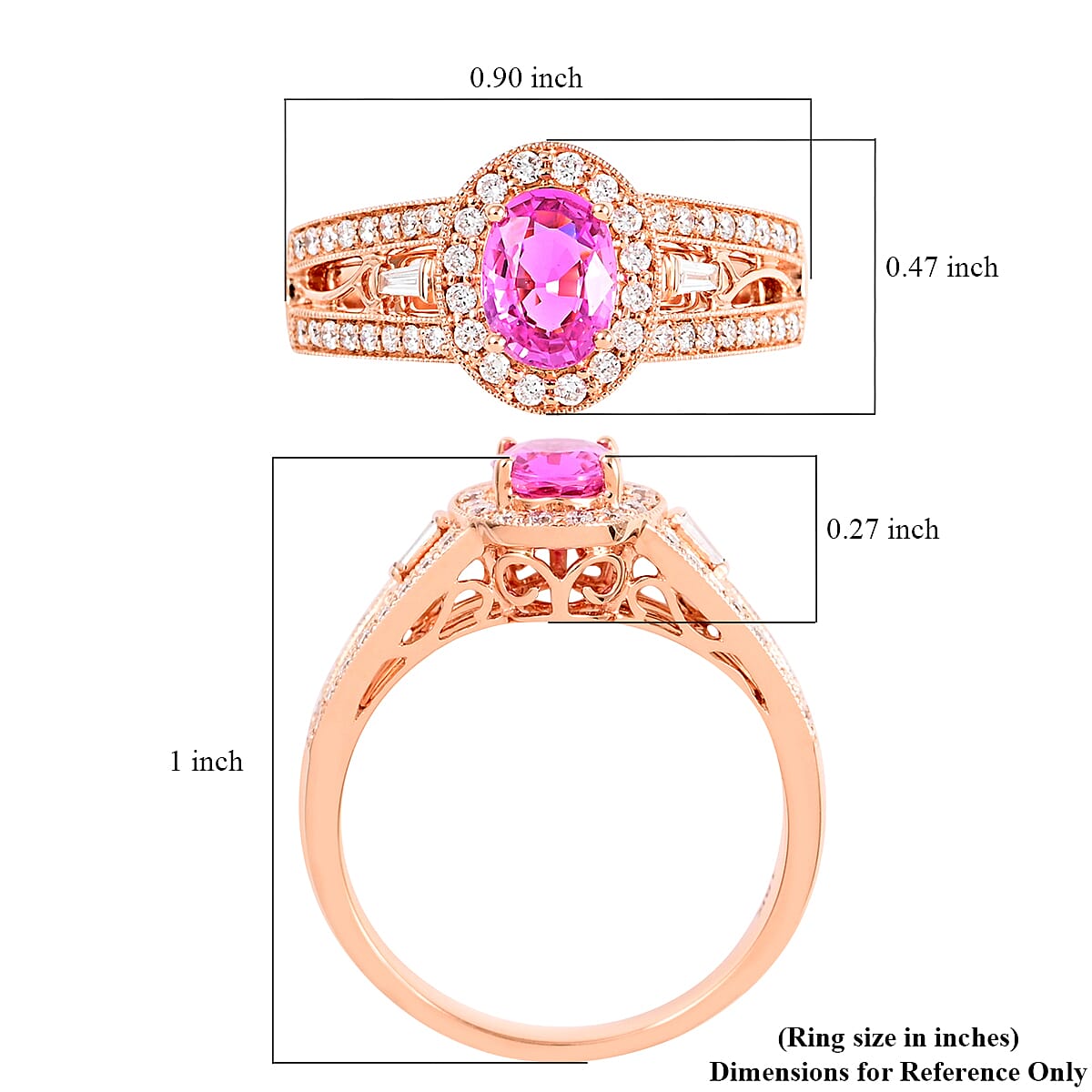 Certified & Appraised Iliana 18K Rose Gold AAA Madagascar Pink Sapphire, Diamond (G-H, SI) (0.37 cts) Halo Ring (Size 11.0) (5.50 g) 1.40 ctw image number 5
