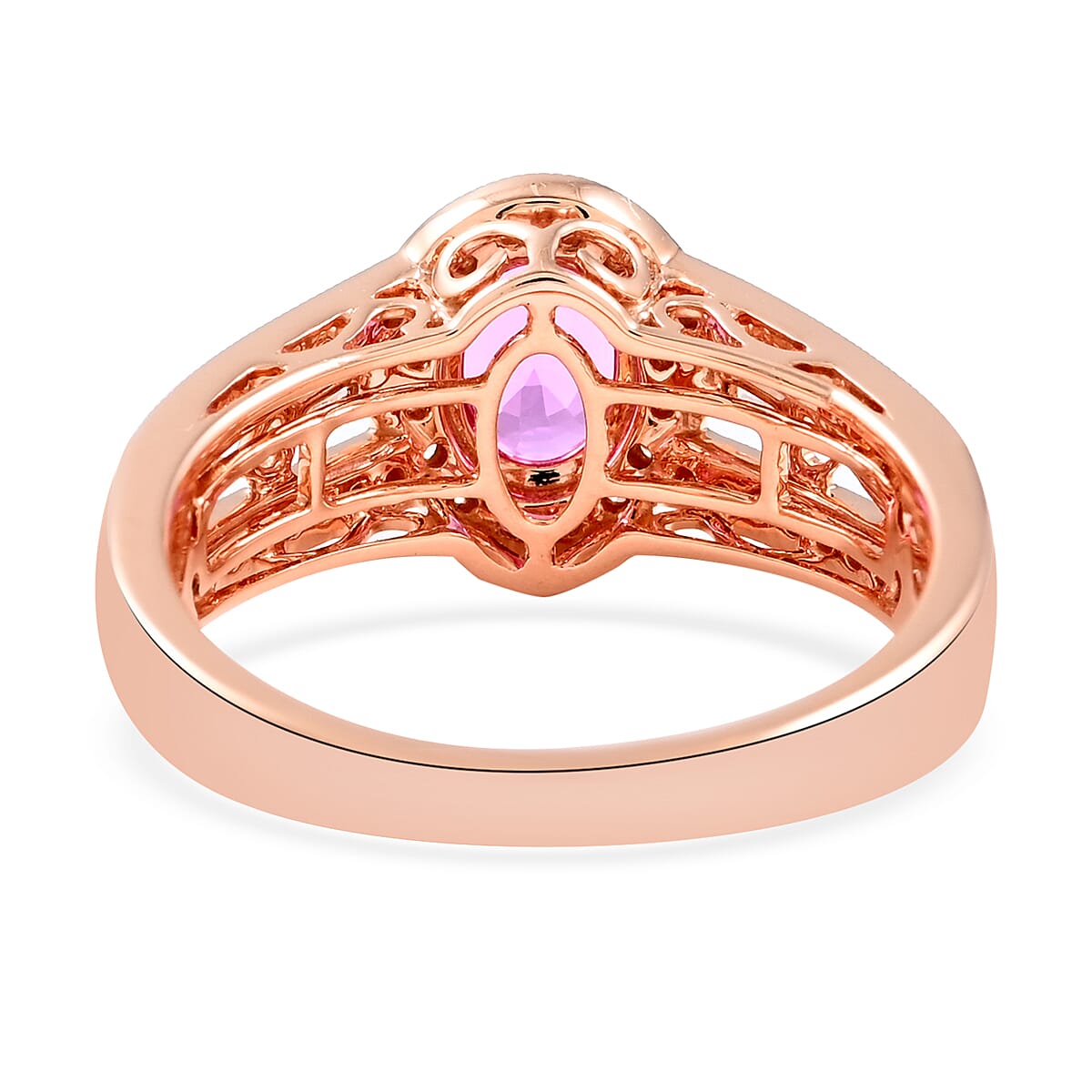 Certified & Appraised Iliana 18K Rose Gold AAA Madagascar Pink Sapphire and G-H SI Diamond Halo Ring (Size 9.5) 5.50 Grams 1.40 ctw image number 4