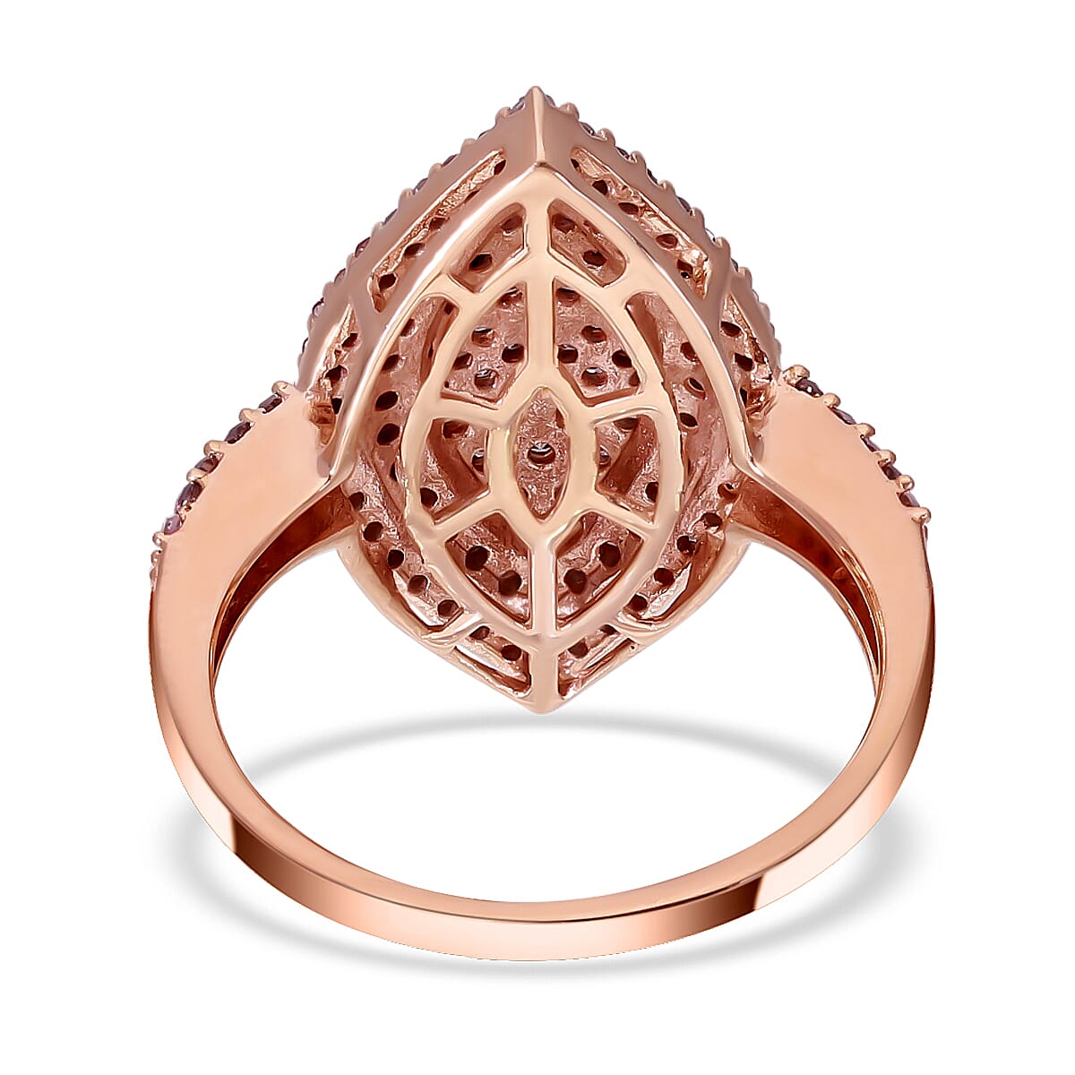 Luxoro SGL Certified 10K Rose Gold Natural Pink Diamond I3 Marquise Shape Elongated Ring (Size 5.0) 4 Grams 1.00 ctw