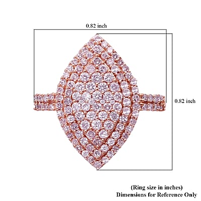 Luxoro SGL Certified 10K Rose Gold Natural Pink Diamond I3 Marquise Shape Elongated Ring (Size 5.0) 4 Grams 1.00 ctw
