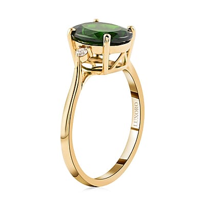 Certified Luxoro 14K Yellow Gold AAA Chrome Diopside and G-H I1 Diamond Ring (Size 11.5) 2.75 ctw