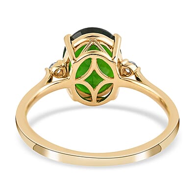 Certified Luxoro 14K Yellow Gold AAA Chrome Diopside and G-H I1 Diamond Ring (Size 11.5) 2.75 ctw