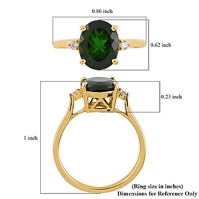 Certified Luxoro 14K Yellow Gold AAA Chrome Diopside and G-H I1 Diamond Ring (Size 11.5) 2.75 ctw