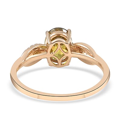 Luxoro 10K Yellow Gold AAA Sava Sphene and G-H I2 Diamond Ring (Size 5.0) 1.65 ctw