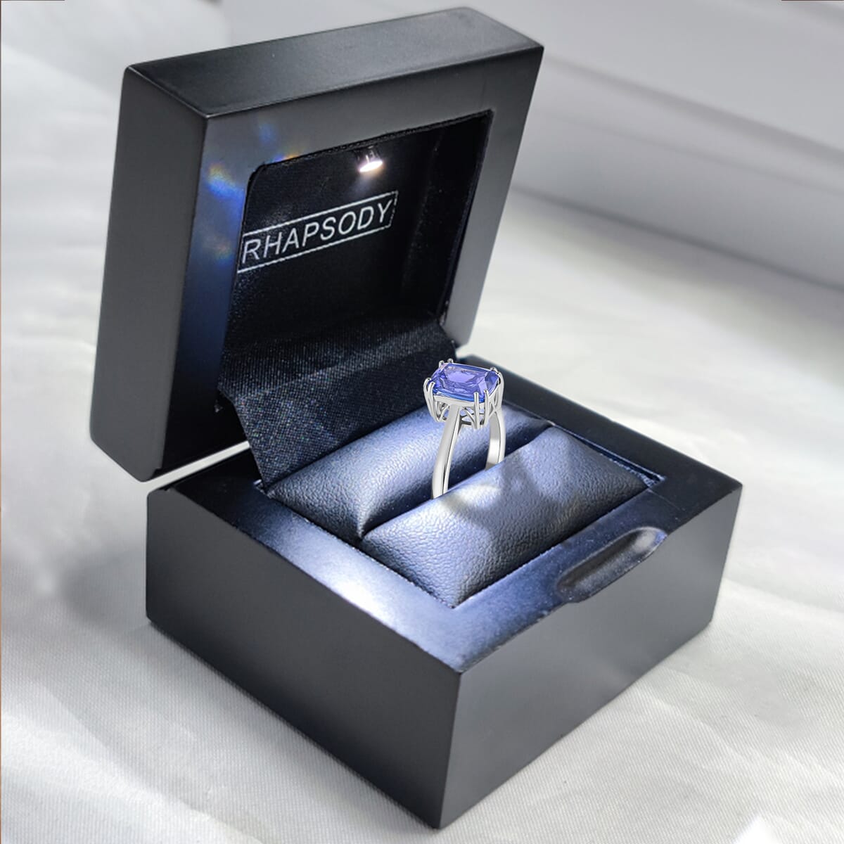 Certified Rhapsody 950 Platinum AAAA Tanzanite and E-F VS Diamond Ring, Promise Rings (Size 11.5) 4.65 Grams 2.50 ctw image number 6